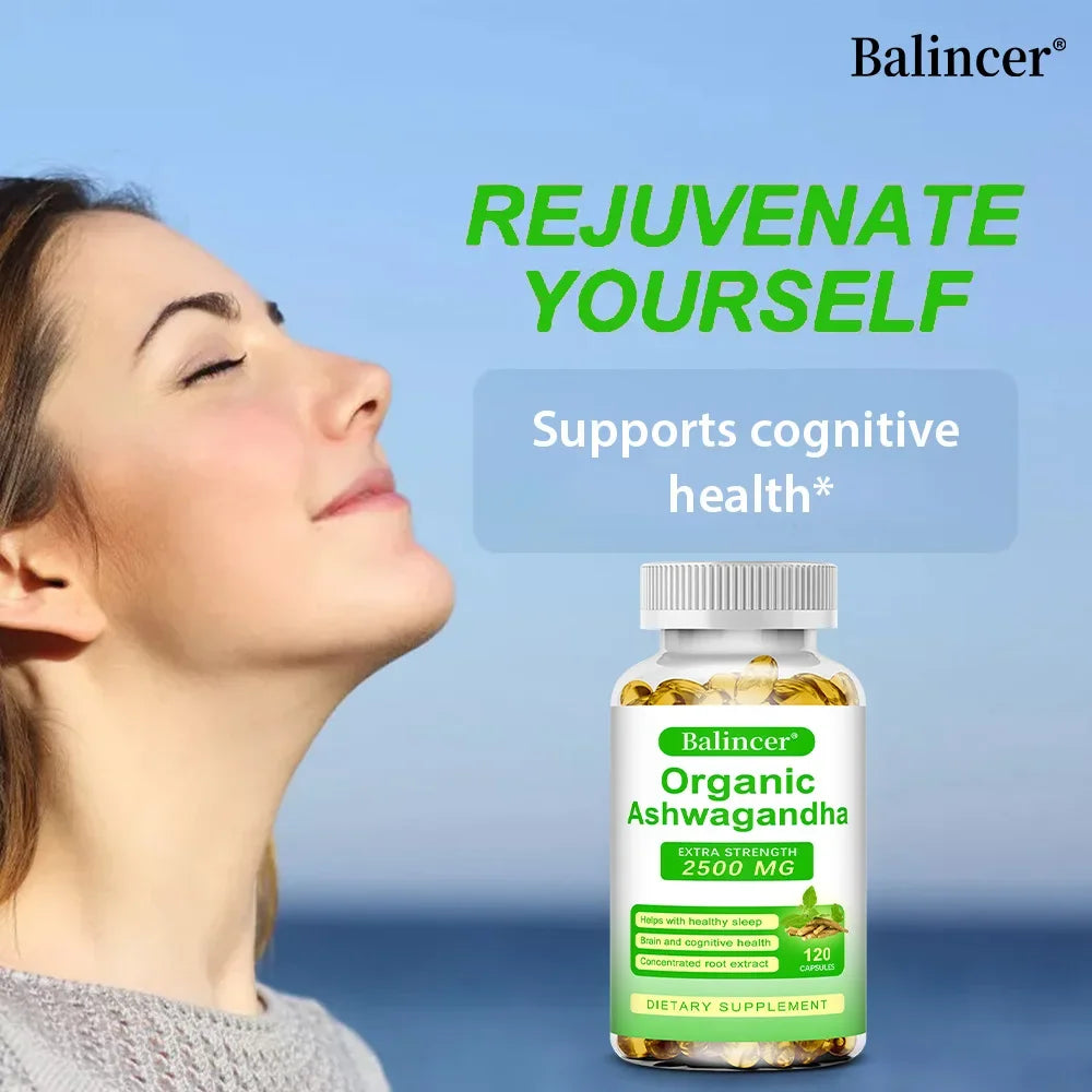 Ashwagandha Supplement- Supports Brain and Memory, Improves Focus, Stamina, Improves Mood and Sleep - 120 Capsules